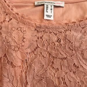 Isaac Mizrahi Peach Lace Short Sleeve Top